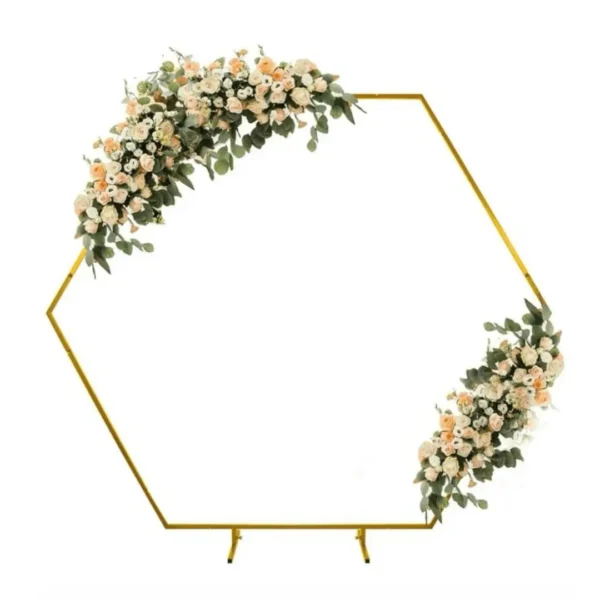 Hexagon Backdrop with flowers rental